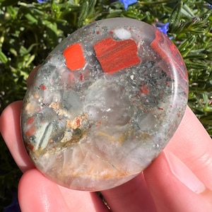 African Bloodstone Worry Stone: Root Chakra Crystal, 1.75&quot;