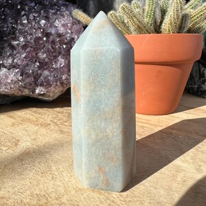 Angelite Tower - Angelite Point - Angelite Crystal - Crown Chakra, Third Eye Chakra, & Throat Chakra