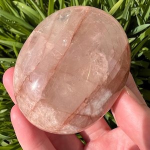 Fire Quartz Palm Stone: Natural Red Hematoid Crystal from Madagascar, Sacral & Root Chakra
