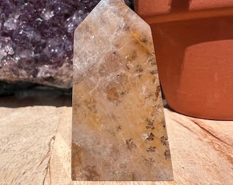 Dendritic Quartz Tower: Madagascar Crystal Obelisk, Crown Chakra
