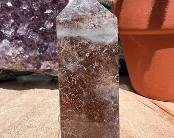 Dendritic Quartz Tower: Madagascar Crystal Obelisk, Crown Chakra Stone