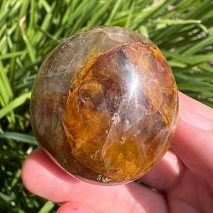 Golden Healer Quartz Palm Stone - Madagascar Crystal