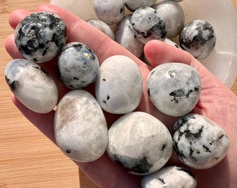 Rainbow Moonstone Tumble: Crown Chakra, India