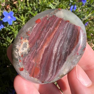 African Bloodstone Worry Stone: Root Chakra Crystal, 1.75&quot;