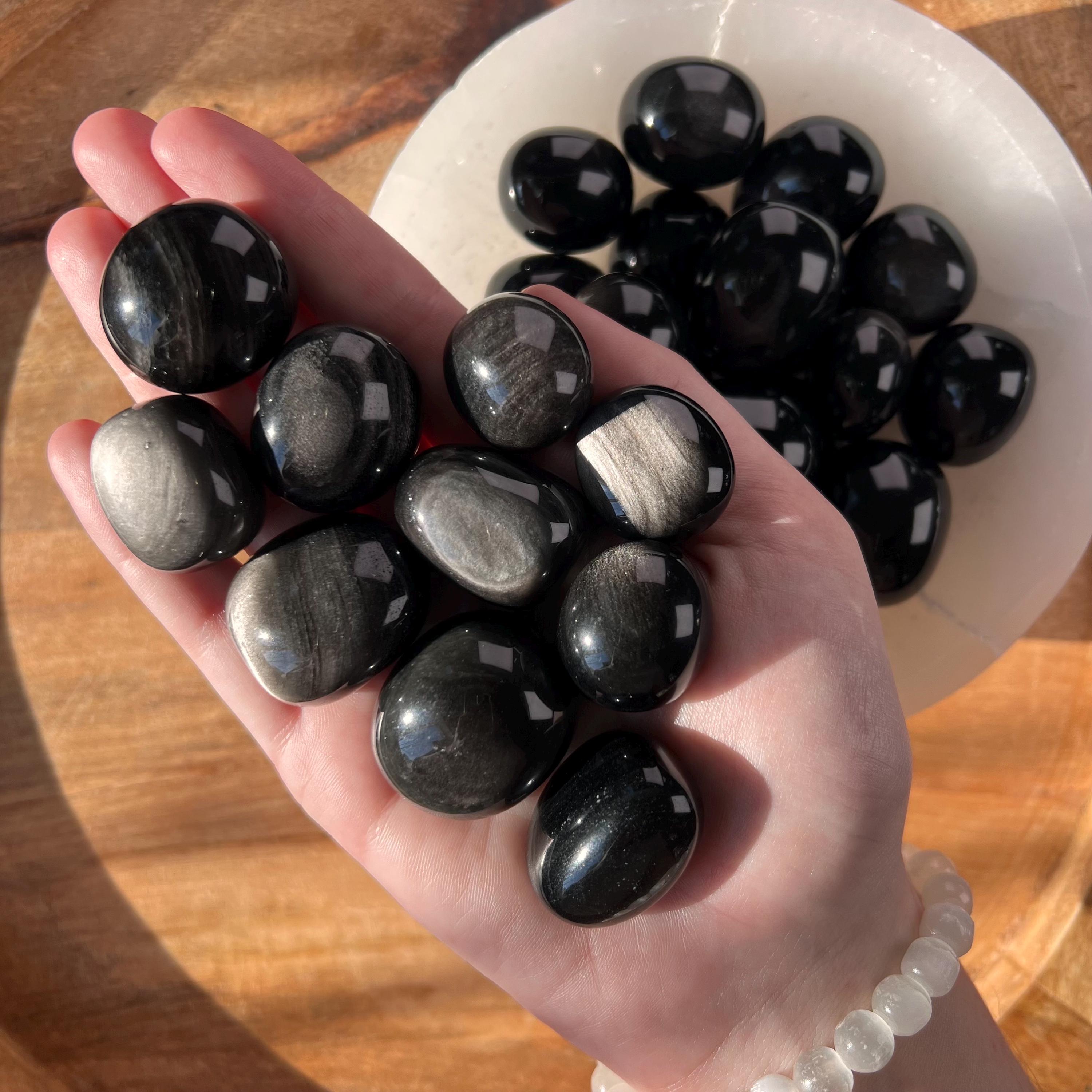 Silver Sheen Obsidian Tumble: Root Chakra Crystal - Etsy