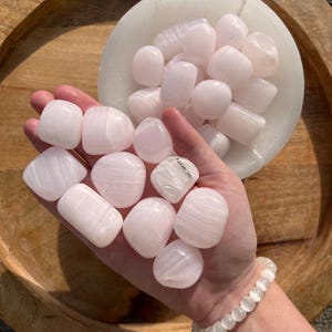 Mangano Calcite Tumble - Tumbled Pink Calcite - UV Reactive Crystal - Tumbled Mangano Pink Calcite Crystal - Heart Chakra