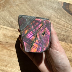 Pink Flash Labradorite Freeform: Flashy Labradorite Crystal From Madagascar, Crown & Third Eye Chakra