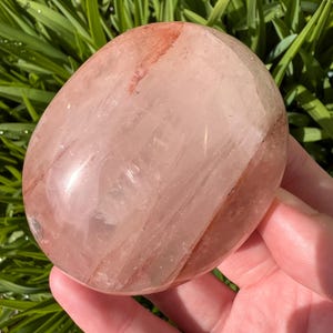 Fire Quartz Palm Stone: Natural Red Hematoid Crystal from Madagascar, Sacral & Root Chakra