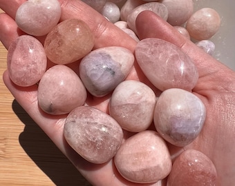 Pink Morganite Tumbled Stone: Peachy-Pink Crystal for Heart Chakra from Pakistan