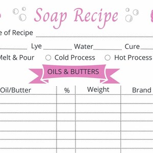 Printable Blank Soap Recipe Sheets 5 Pack Multi-color Set in - Etsy