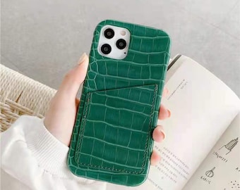 Green Crocodile pattern case leather case for iphone 13 pro iphone 13 iphone 12 pro iphone 12
