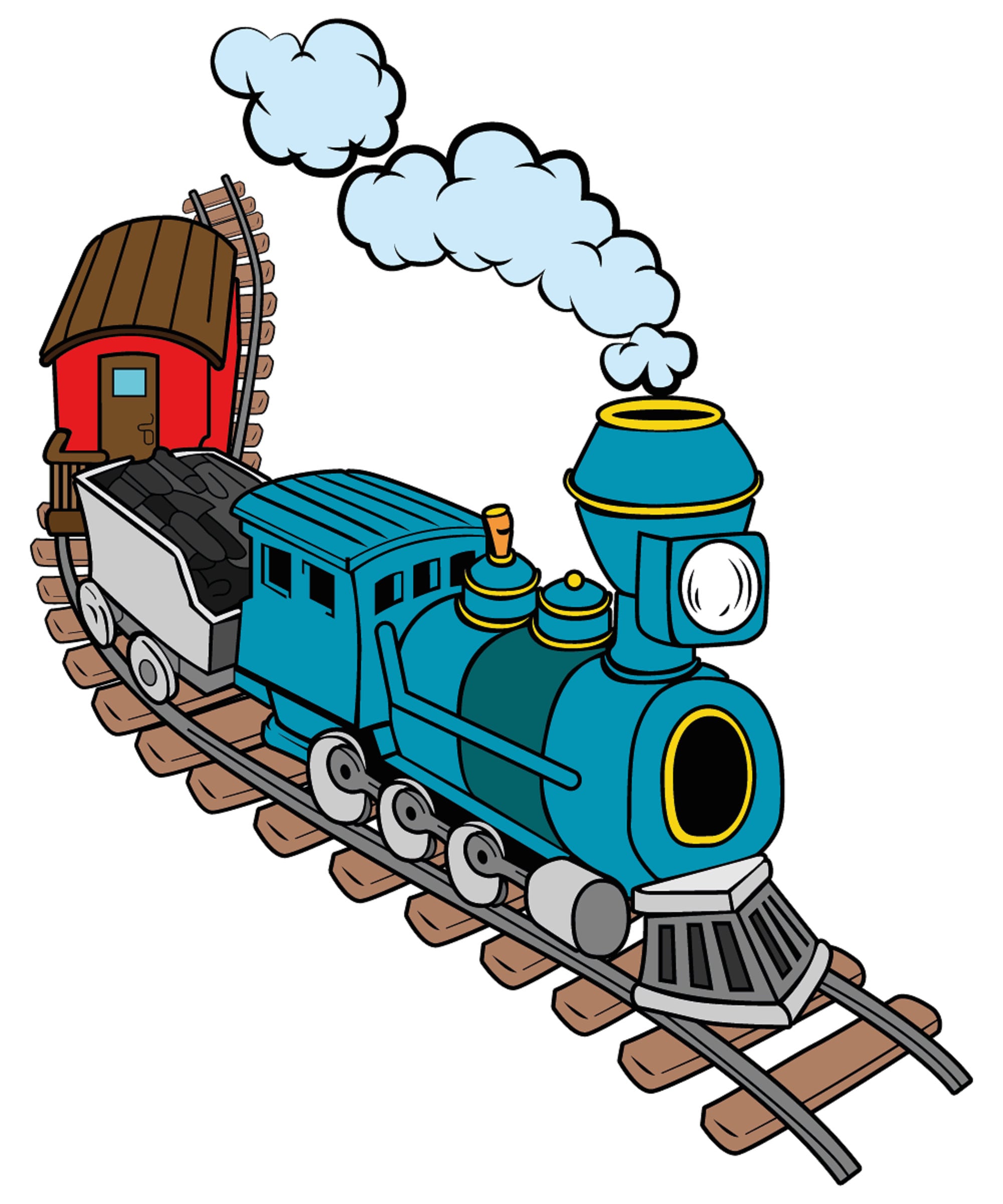 Cartoon Vintage Coal Train With Visible Smoke on a Railway - Etsy Cartoon Vintage Coal Train With Visible Smoke on a Railway - Etsy