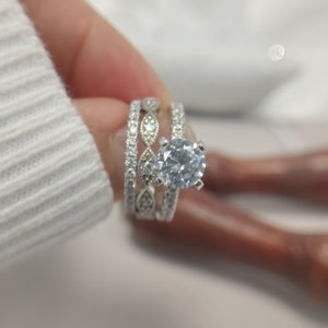 Sterling Silver 2.25Ct Diamond Simulant Engagement Ring Set