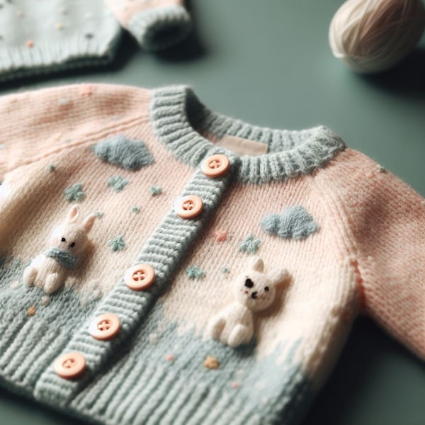 Babies Cardigans and sweater DK/Double Knit Sizes: 12-22" Premature to 2 Years, PDF Knitting Pattern instant download