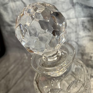Art Deco Cut Glass Decanter: Edwardian Wine Whiskey Jug, Circa 1910