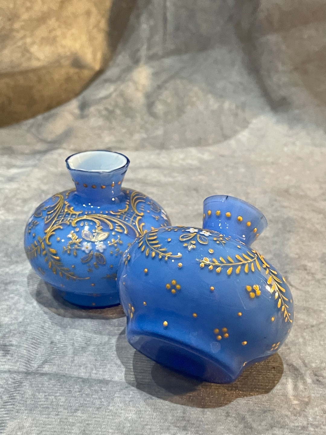 七宝焼花瓶 2点セット アールヌーボー七宝焼花瓶 洋梨型ボトル ペア - Etsy 日本