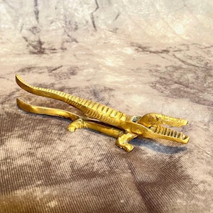 Vintage Solid Brass Crocodile Nutcracker: England Made Collectible