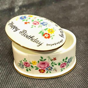 Vintage Coalport Fine Bone China Trinket Box: Floral Birthday Gift