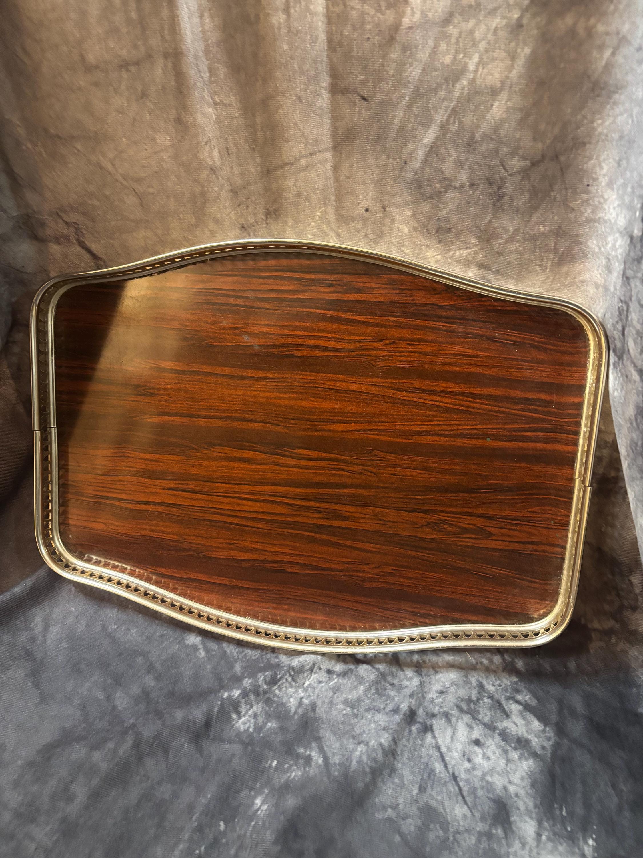 Antique Wood and Silver Tray - Etsy