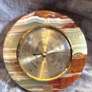Vintage Genuine Onyx Marble Desk or Wall Hanging Barometer – Midlands Crafts Brass Dial