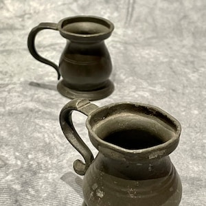 Vintage Pewter Mini Mugs: 17th Century British Medieval Trio
