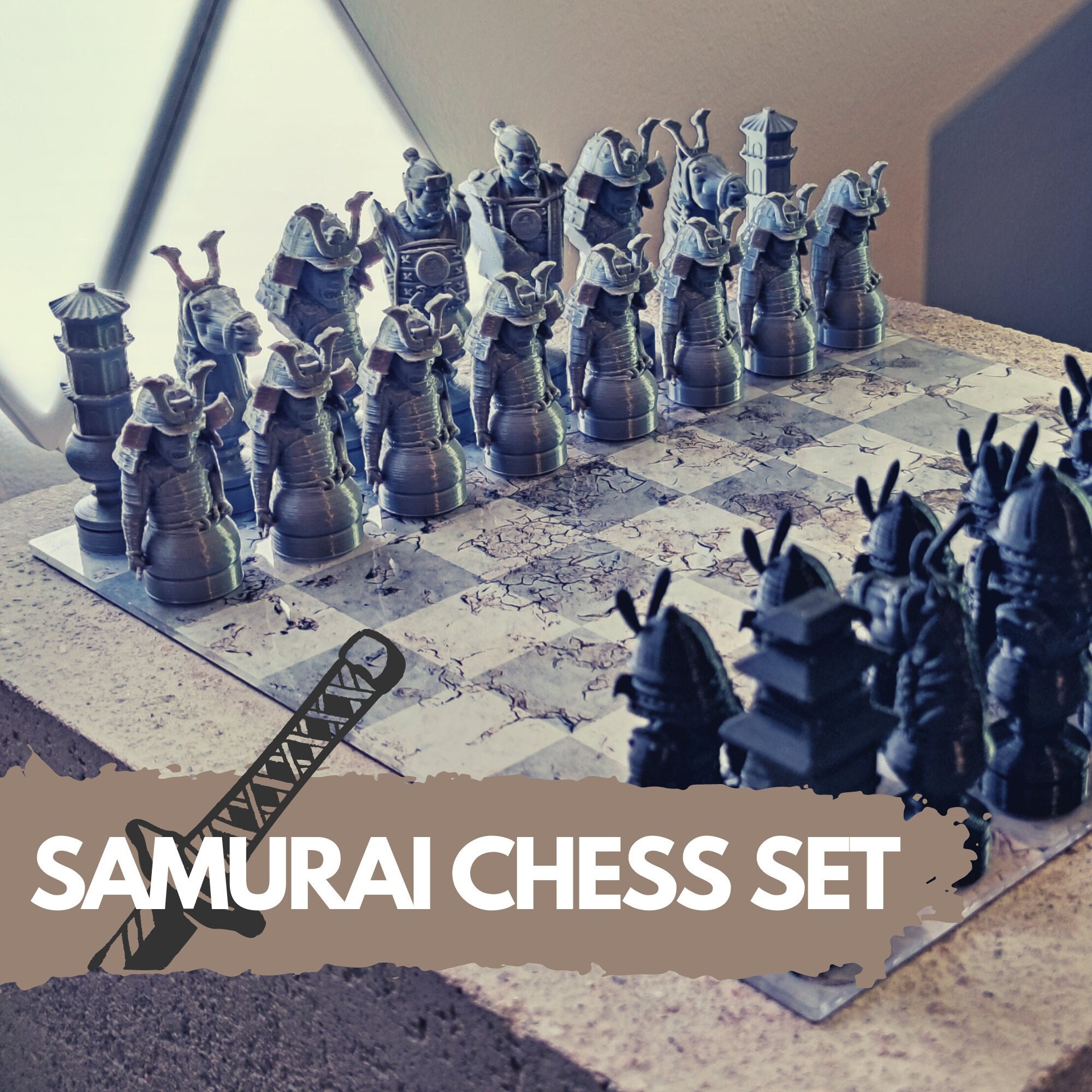 In Uc Browser Japani Sex Video - Samurai Chess Set in Black Gray Including Figures and Acrylic - Etsy