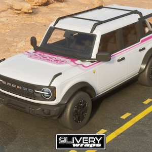 Pink Bronco Stripe Graphic Kit: 90s Doll Style for 2021+ 4-Door Ford Bronco
