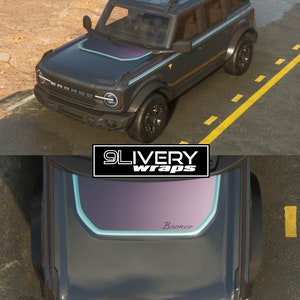 Franjas para puertas superiores de estilo Heritage: colores retro/vaporwave/personalizados, 2 puertas y 4 puertas, para Ford Bronco