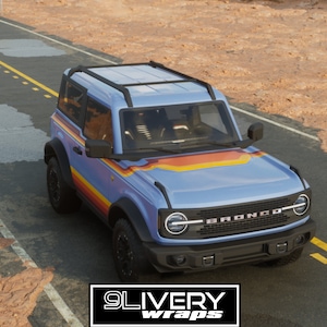 Retrostrepen: kapaccent, aangepaste kleuren, past op bronco met 2 deuren