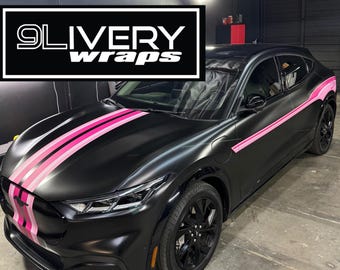 Doll Pink Shelby Inspired Racing Stripes for Sides, Hood, and Rear made to fit Mustang Mach-E