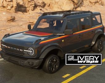 Heritage Style Upper Door Stripes - Retro Sunset Custom Color 2DR/4Dr - Fits Ford Bronco