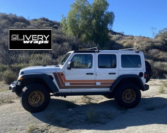 70’s Inspired Triple Racing Side Stripes Retro Stripes Made to Fit Wrangler and Gladiator - Custom Colors Available