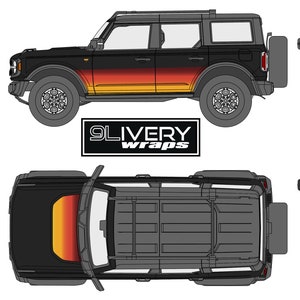 Retro Style Side Panel Protection Strip and Hood Glare Reduction Cowl Fits 2 Door and 4 Door Sunset and Vaporwave for Ford Bronco image 7