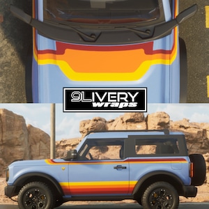 2 Door Ford Bronco Retro Stripes: Hood Cowl Accent, Custom Colors