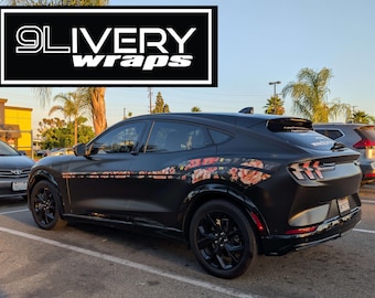 Mustang Mach-E Stripe Kit | Shelby Inspired Floral Stripes | Custom Printed Colors | Hood, Grill, Trunk & Side Vinyl Wrap Set