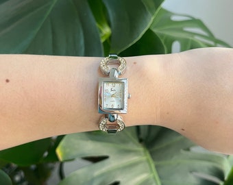Vintage Dainty Watch | Crystal Band | Rectangle Dial | Two Tone Watch | Working Watch