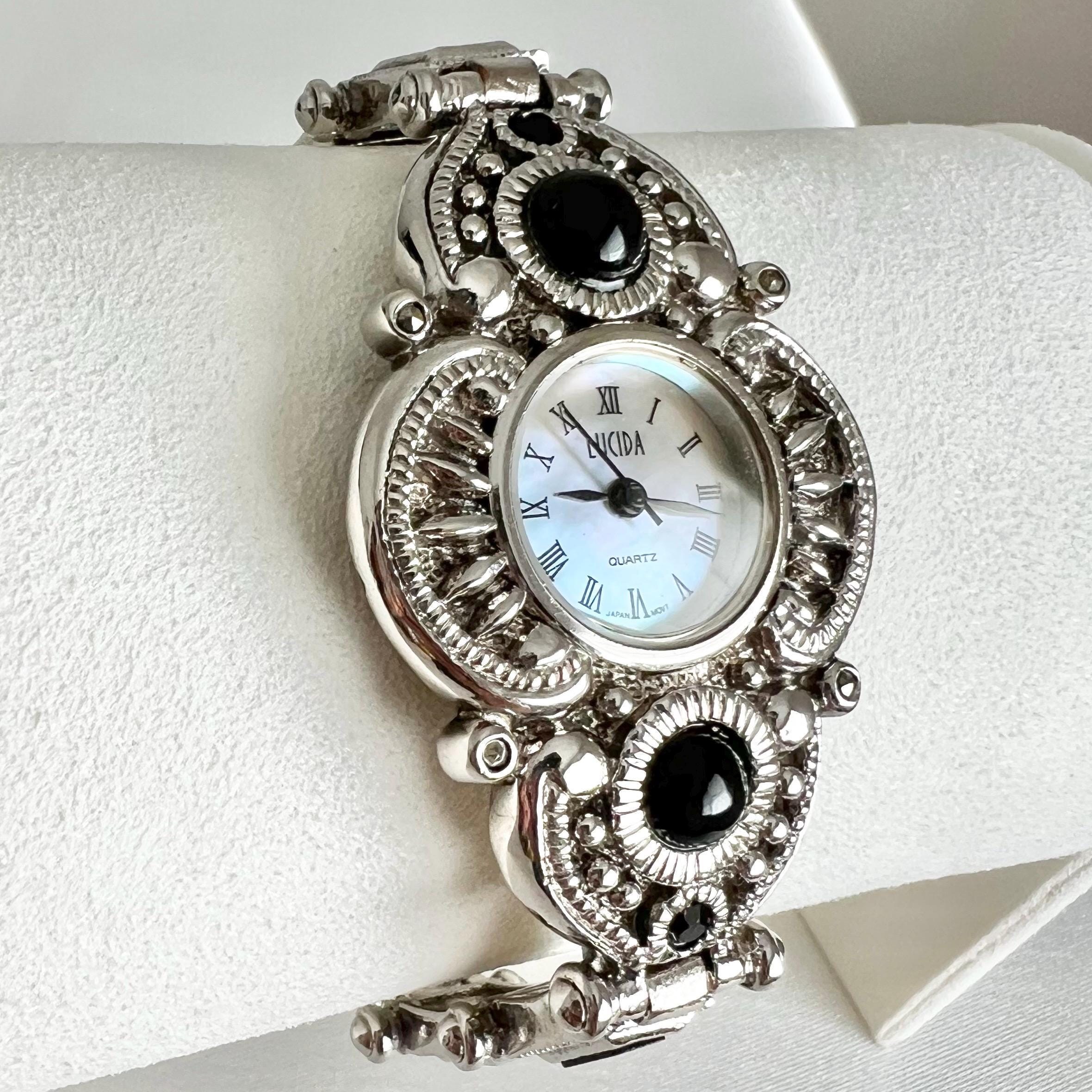 Vtg Lucida Cream Dial Diamond Quartz Stainless Steel Ladies Watch New Battery Vintage Croton Diamond Ladies Silver Date Watch Stainless  main image 2