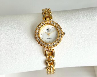Vintage Armitron Gold Tone Rhinestone Watch Bracelet - Etsy display picture 2
