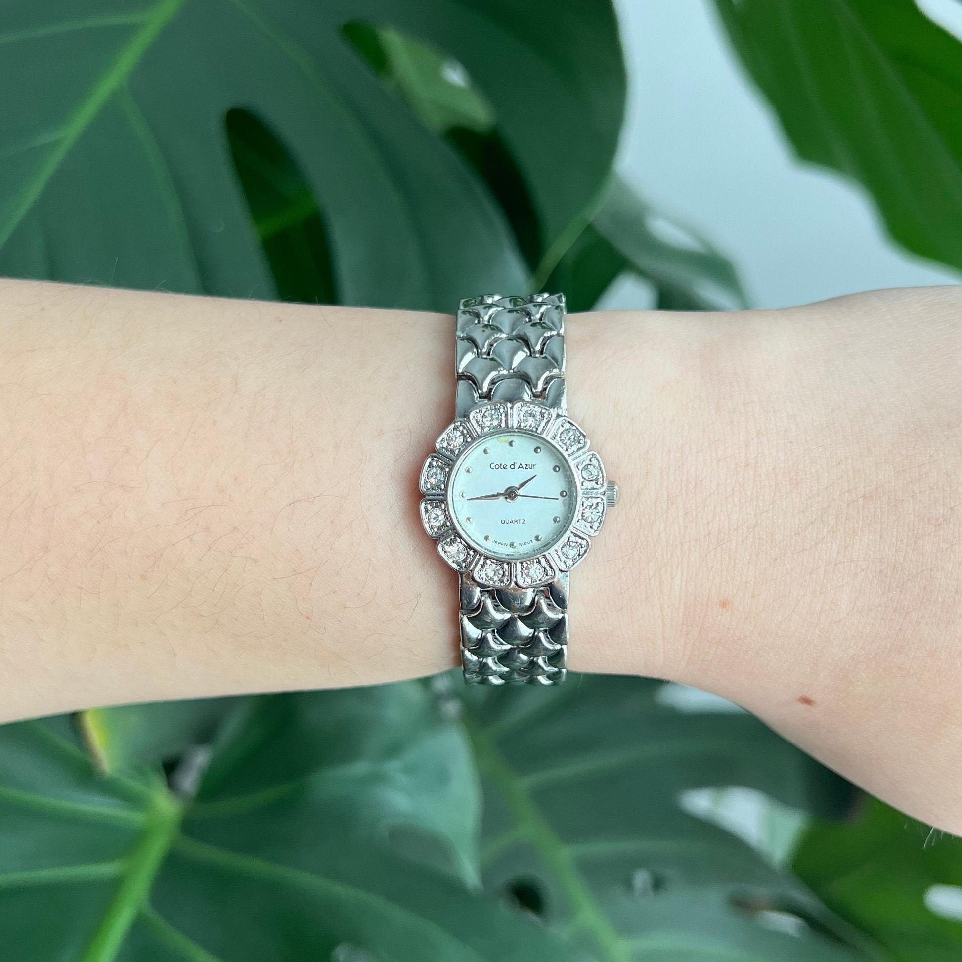 Vintage Cote d’ Azur Women’s Watch | Round Dial | Flower Crystal Bezel | Silver Vintage Cote D main image 3