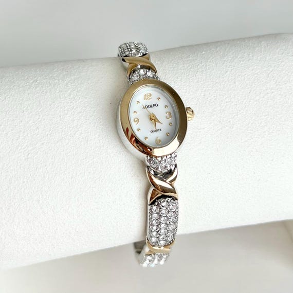 Dainty Two-Tone Cocktail Watch Dainty Two-Tone Square Bracelet Ladies Watch - WatchwithSun  main image 2