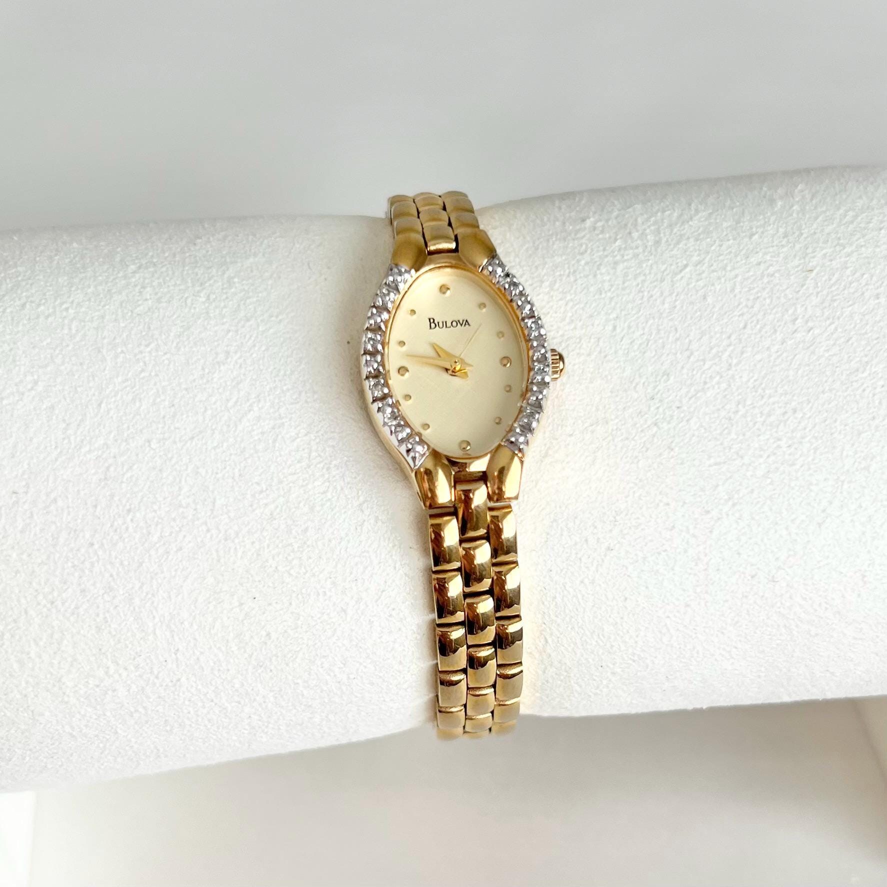 Bulova, Gold-Tone, Ladies, Vintage, Bracelet, Watch, Classic, Casual, Luxury Vintage Bulova Swiss 10k Gold Filled Ladies 14mm Cocktail  main image 3