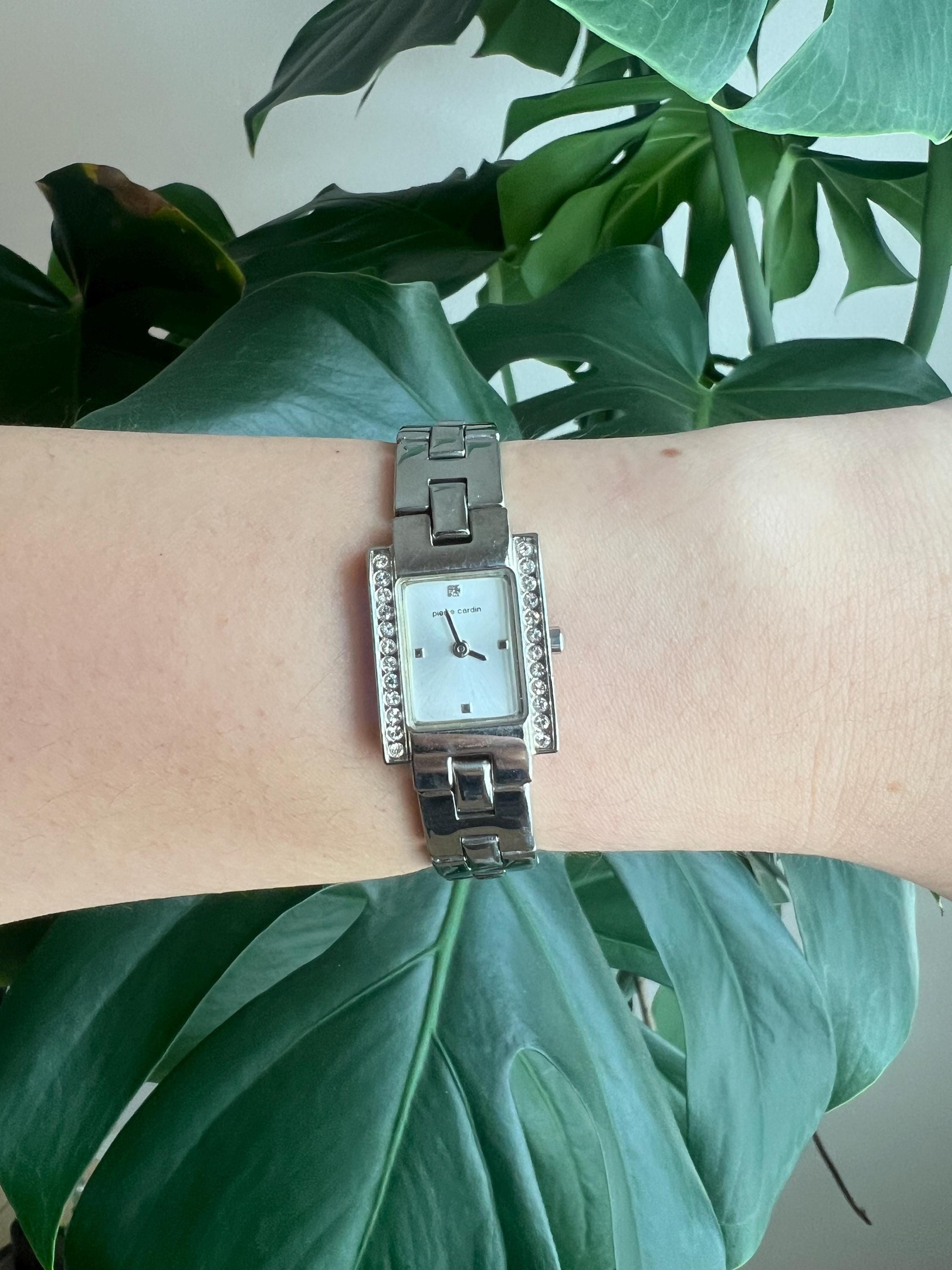 Vintage Pierre Cardin Dainty Women's Watch Rectangle Silver Dial