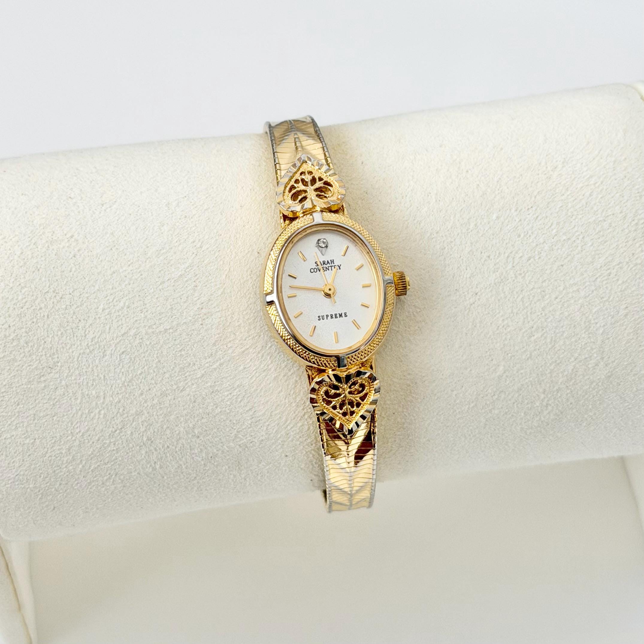 Sarah Coventry Gold-Tone Heart Accent Bracelet Watch Vintage Jewelry Sarah Coventry Vintage Watches for Women | Mercari main image 4