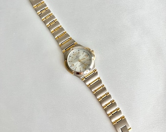 Vintage Anne Klein Women’s Watch: Round Silver Dial, Two Tone