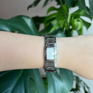 Vintage Focus Chunky damklocka | Rektangulär vit urtavla | Silverton | Armbandsklocka