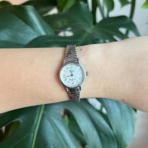 Vintage Acqua Dainty Women’s Watch | Round Silver Dial | Backlight Feature | Silver Tone | Stretchy Band