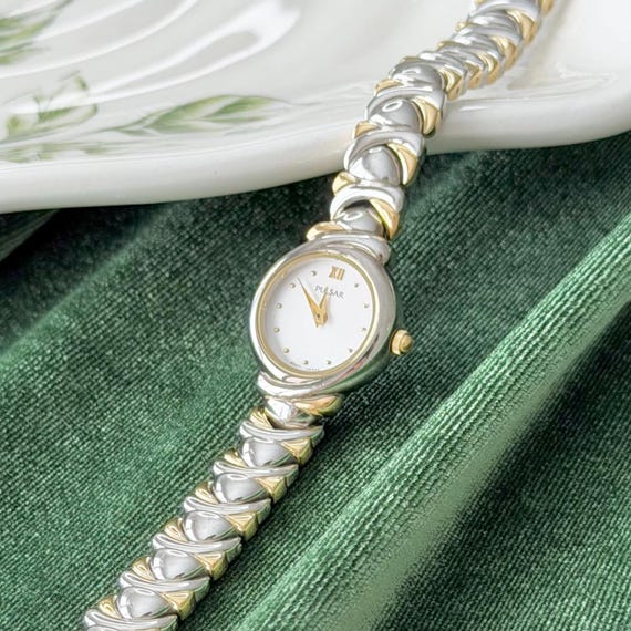 pulsar ladies dress watch Vintage Pulsar Women's Watch | Two-Tone Silver & Gold Dress Watch | Dainty  Retro Ladies Timepiece