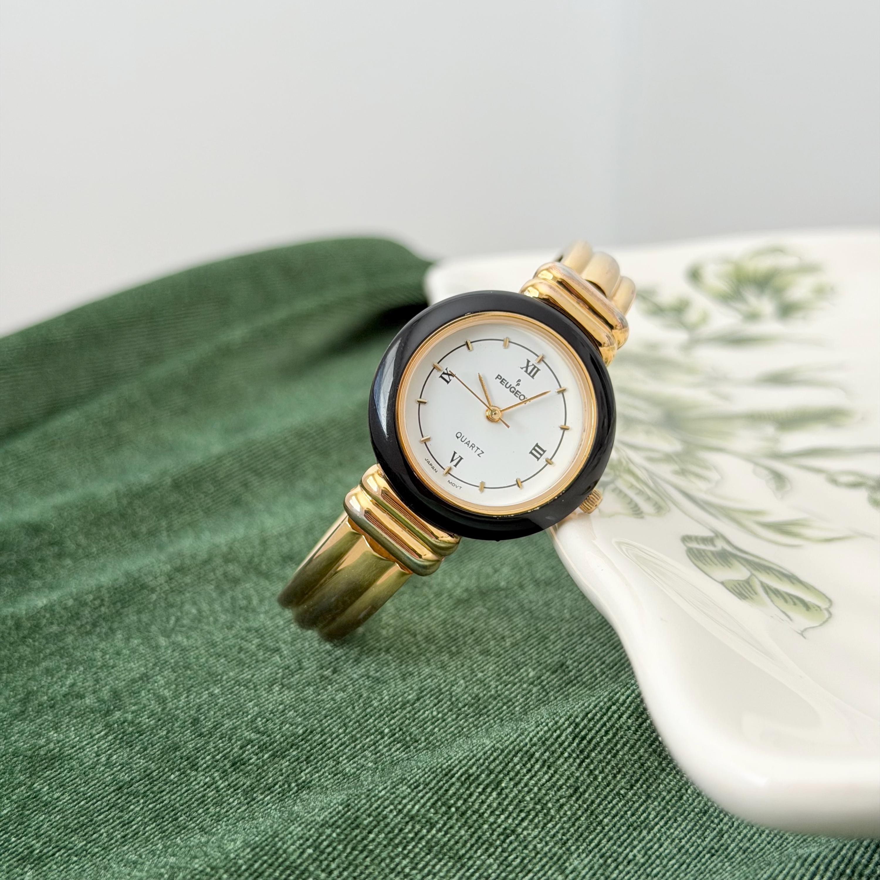 Gold Floral Bangle Analog Dress Wristwatch Round White Dial Metal 1950-70 6in Gold Watch Bangle - Etsy Canada main image 4