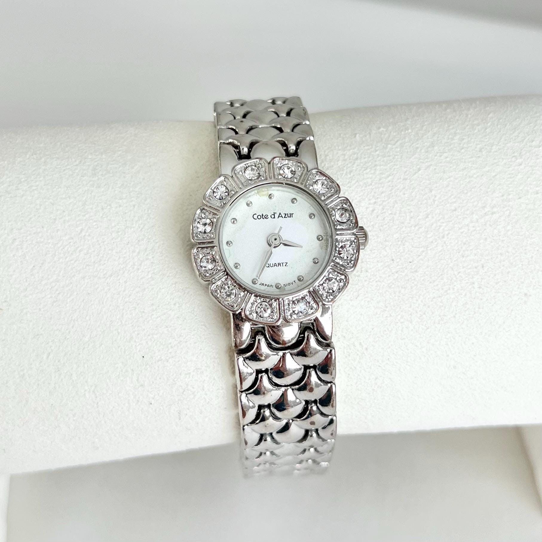 Vintage Cote d’ Azur Women’s Watch | Round Dial | Flower Crystal Bezel | Silver Vintage Cote D main image 4