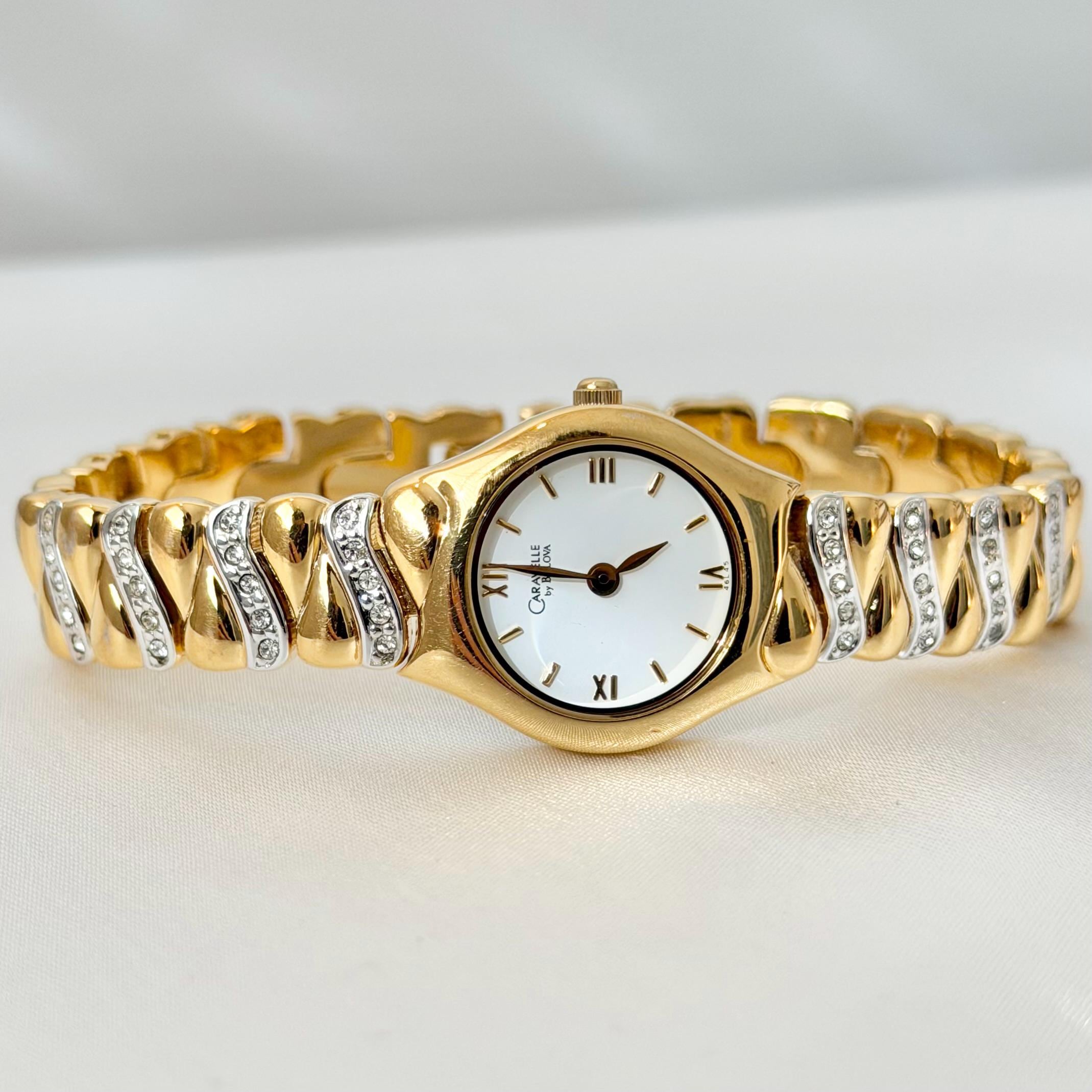 Vintage Caravelle Women Watch 48L63 Tank Gold Pigskin Snap On Strap 1985 Ladies Caravelle Ladies Vintage Watch Gold - Etsy main image 2